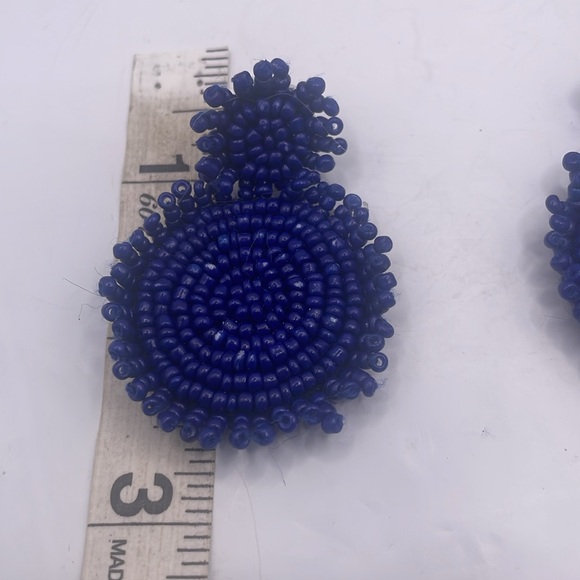 Vintage Navy Blue glass beaded earring - Picture 4 of 4